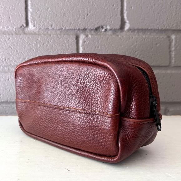 Jack + Mulligan Other - JACK + MULLIGAN Presley Leather Unisex Brown Zip Toiletry Dopp Kit Makeup Pouch